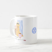 Coffee with Friend Quote Cute Labradoodle In Hat Coffee Mug (Front Left)