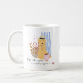 Coffee with Friend Quote Cute Labradoodle In Hat Coffee Mug (Left)