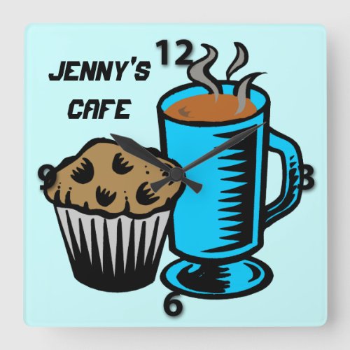 Coffee with Muffin Square Wall Clock