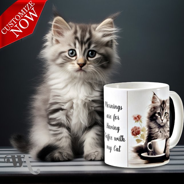 Coffee with my Cat  Coffee Mug (Easy to Customize with your text)