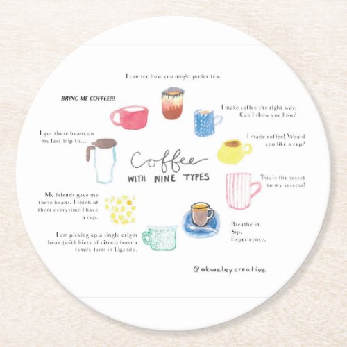 Coffee with Nine Enneagram Types Coaster
