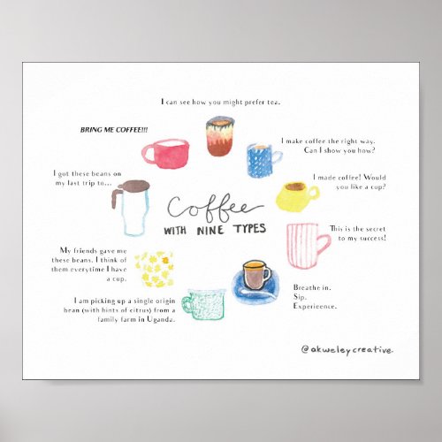 Coffee with Nine Enneagram Types Poster