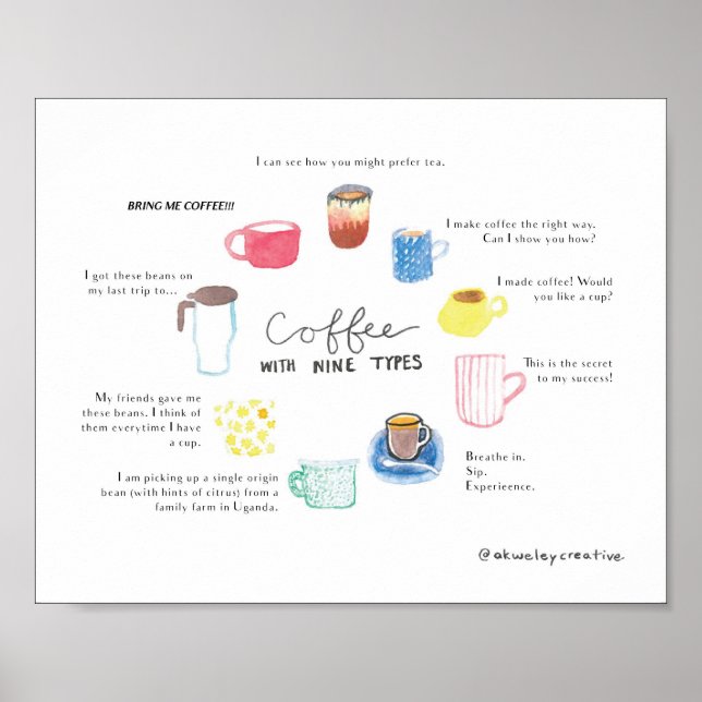 Coffee with Nine Enneagram Types Poster (Front)