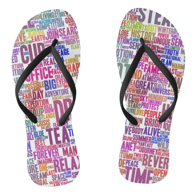 Coffee Word Cloud Text Pattern Tea Cup Flip Flops (Footbed)