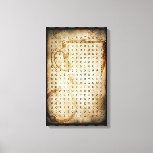 coffee word search canvas print