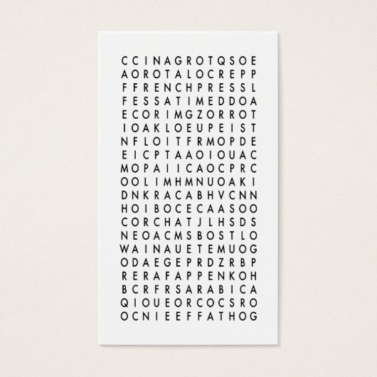 coffee word search puzzle (Front)