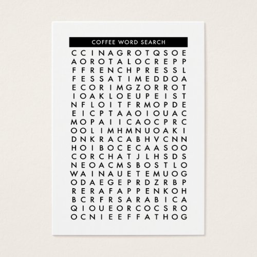 coffee word search puzzle