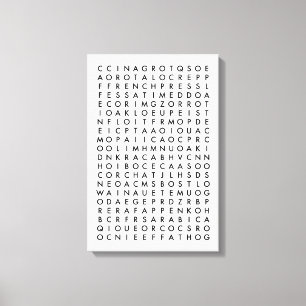 coffee word search puzzle canvas print