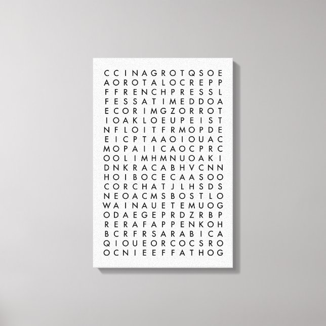coffee word search puzzle canvas print (Front)