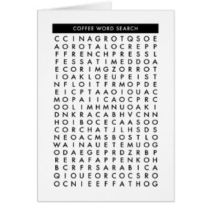 coffee word search puzzle cards