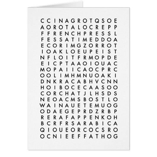 coffee word search puzzle cards (Front)