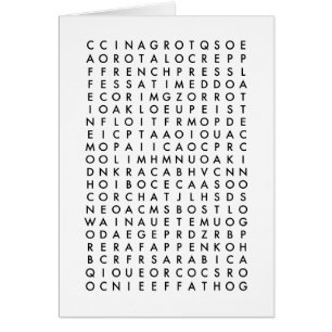 coffee word search puzzle cards