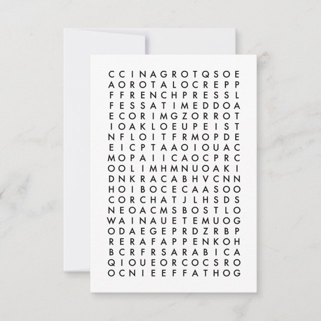 coffee word search puzzle invitation (Front)