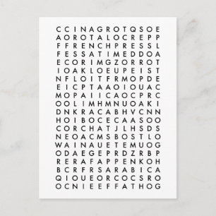 coffee word search puzzle postcard