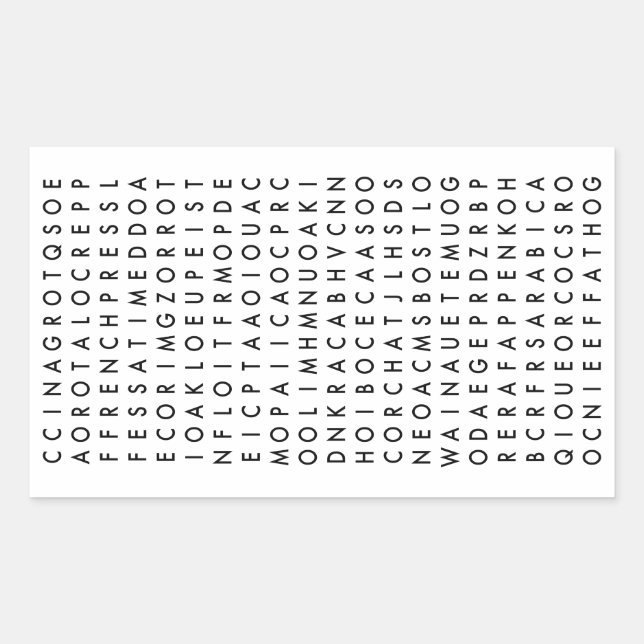 coffee word search puzzle rectangular sticker (Front)