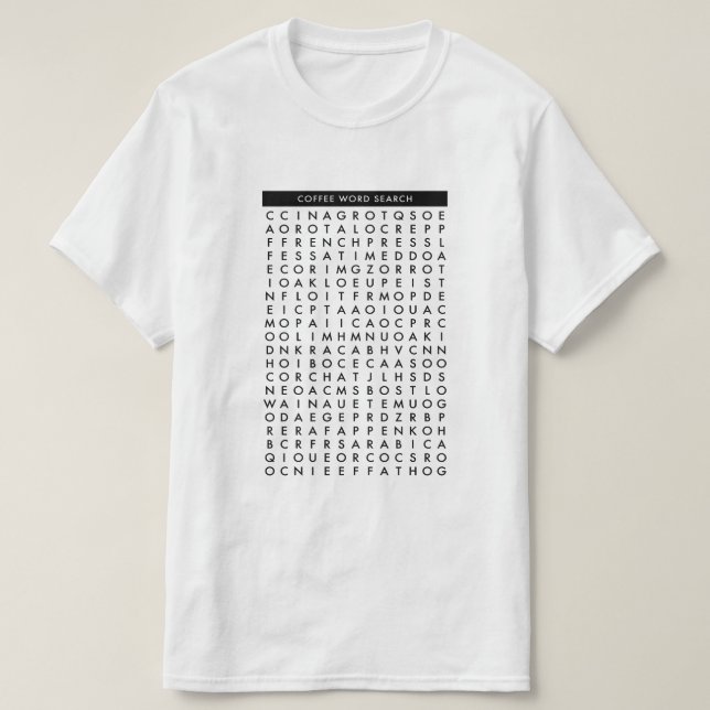 coffee word search puzzle T-Shirt (Design Front)