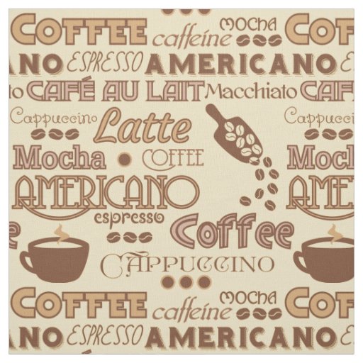 Coffee Words Fabric