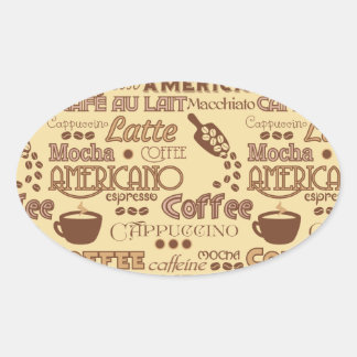 Coffee Words Oval Sticker