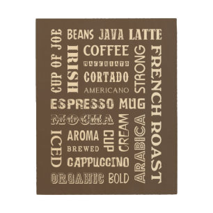 COFFEE WORDS WOOD WALL ART