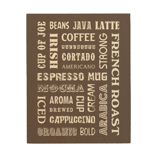 COFFEE WORDS WOOD WALL ART (Front)