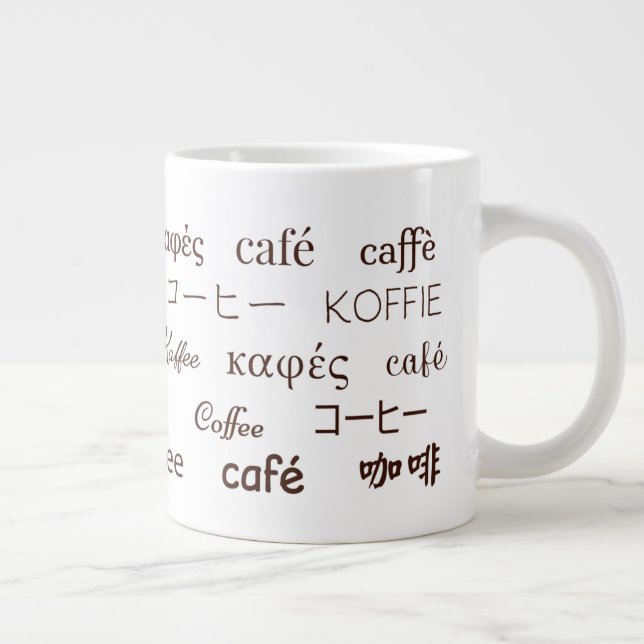 "Coffee" Written in 13 languages Bone China Mug (Right)