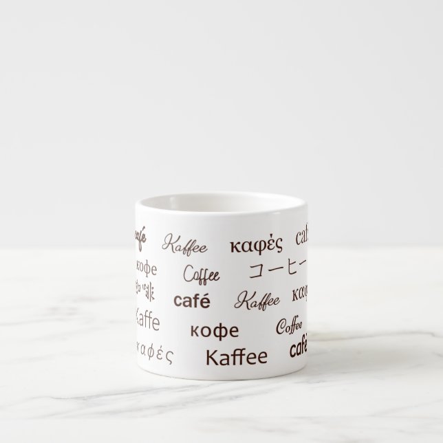 "Coffee" Written in 13 languages Bone China Mug (Front)