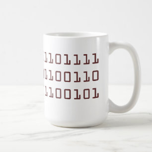 Coffee written in binary code mug