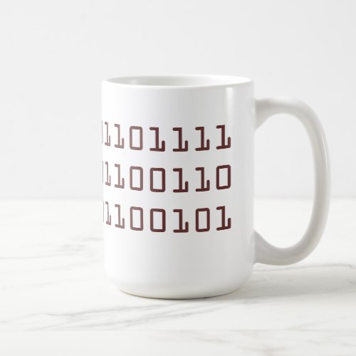 Coffee written in binary code mug