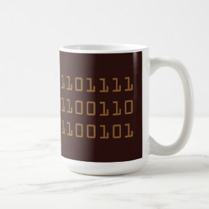 Coffee written in binary code mug, brown coffee mug