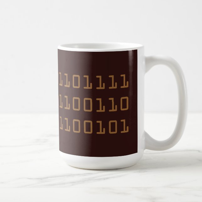 Coffee written in binary code mug, brown coffee mug (Right)