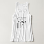 Coffee Yoga Wine | Chic Typography Tank Top at Zazzle
