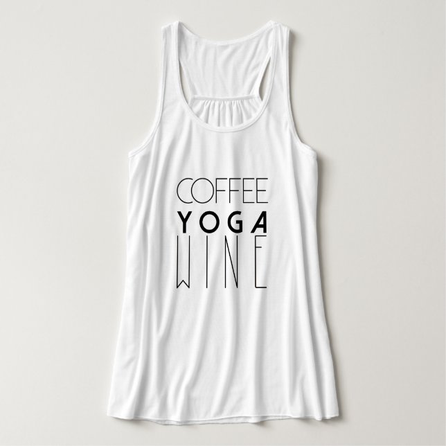 Coffee Yoga Wine | Chic Typography Tank Top (Design Front)