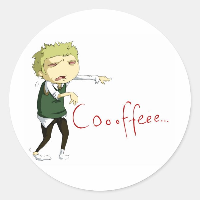 Coffee Zombie Classic Round Sticker (Front)