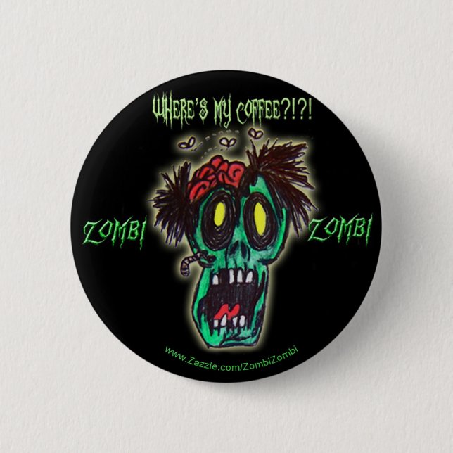 coffee zombie pinback button (Front)