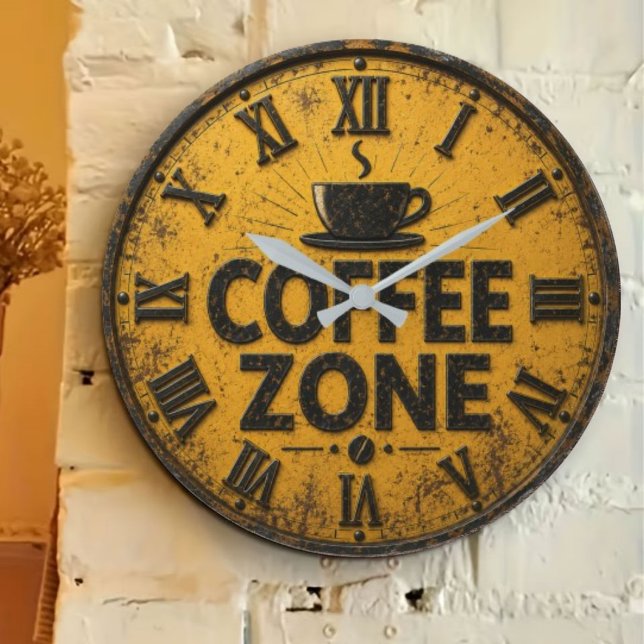 Coffee Zone Rustic Bar Farmhouse Kitchen Decor Large Clock (Creator Uploaded)