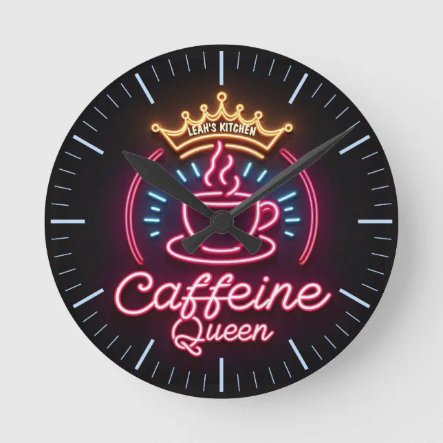 ☕Coffeecore Clock Coffee Meme Caffeine Queen | Zazzle