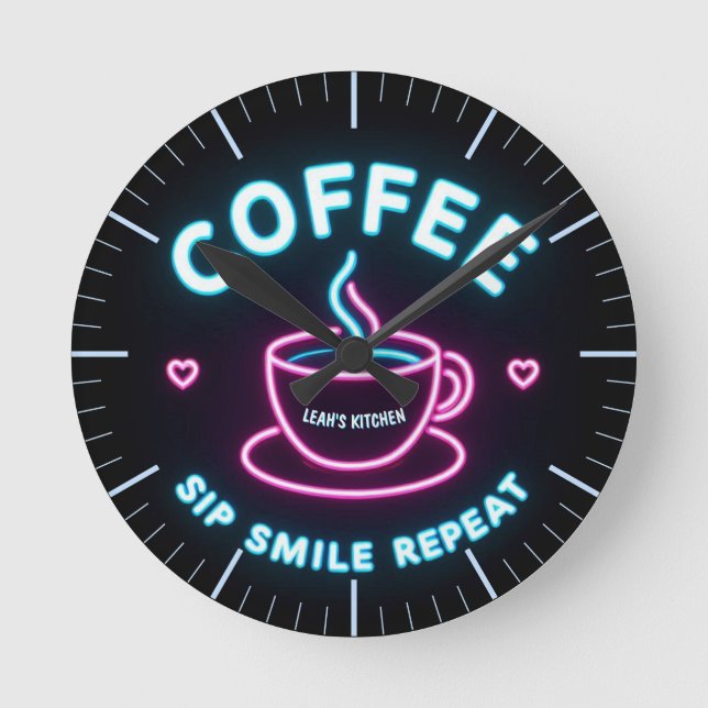☕Coffeecore Clock Coffee Meme Sip Smile Repeat (Front)