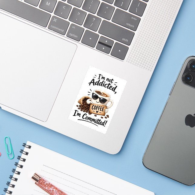 Coffeeholic Coffee Sticker (Laptop w/ iPhone)