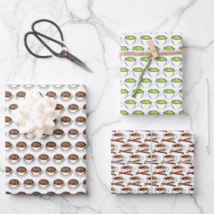 Coffeehouse Lattes Matcha Chai Tea Coffee Latte Wrapping Paper Sheets