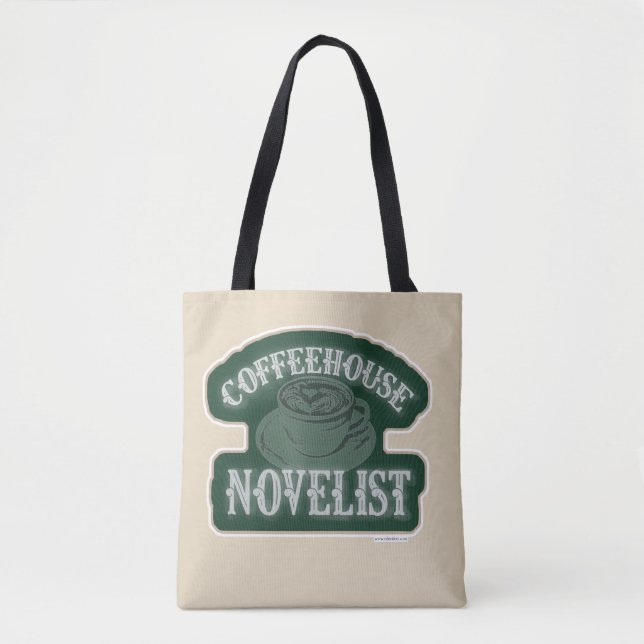 Coffeehouse Novelist Writers Illustrated Slogan Tote Bag (Front)