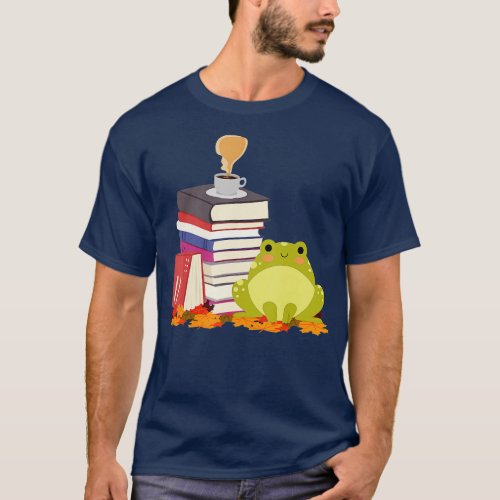 CoffeeLoving Frog Reading Books Coffe Lovers  T_Shirt