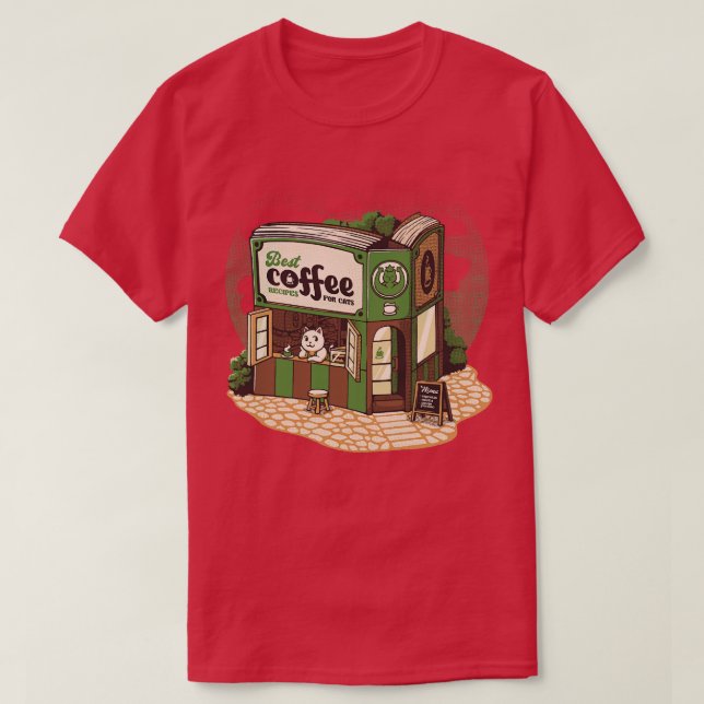 Coffeeshop Cats Bookstore by Tobe Fonseca T-Shirt (Design Front)