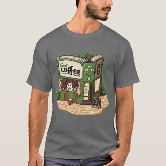 Coffeeshop Cats Bookstore by Tobe Fonseca T-Shirt (Front)