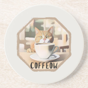 Coffeow Busy Cute Cat Coaster
