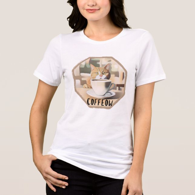 Coffeow Busy Cute Cat Tri-Blend Shirt (Front)