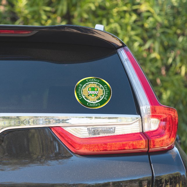 Coffey Irish Shield & Celtic Cross Personalized Sticker (Car Side)