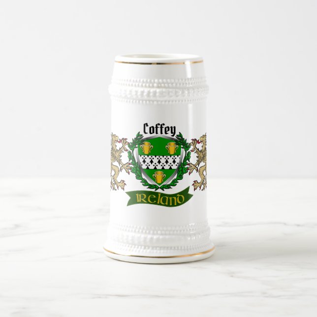 Coffey/O'Coffey Irish Shield Personalized Beer Stein (Center)