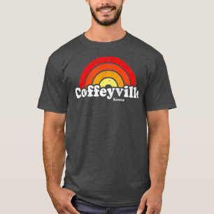 Coffeyville Kansas KS Vintage 70s Retro Rainbow De T-Shirt