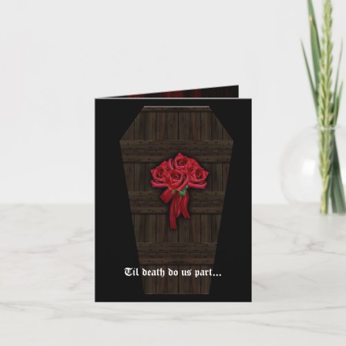 Coffin and Roses Goth Wedding Invitation Card