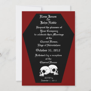 Coffin Ebony II (Red) Wedding Invitation